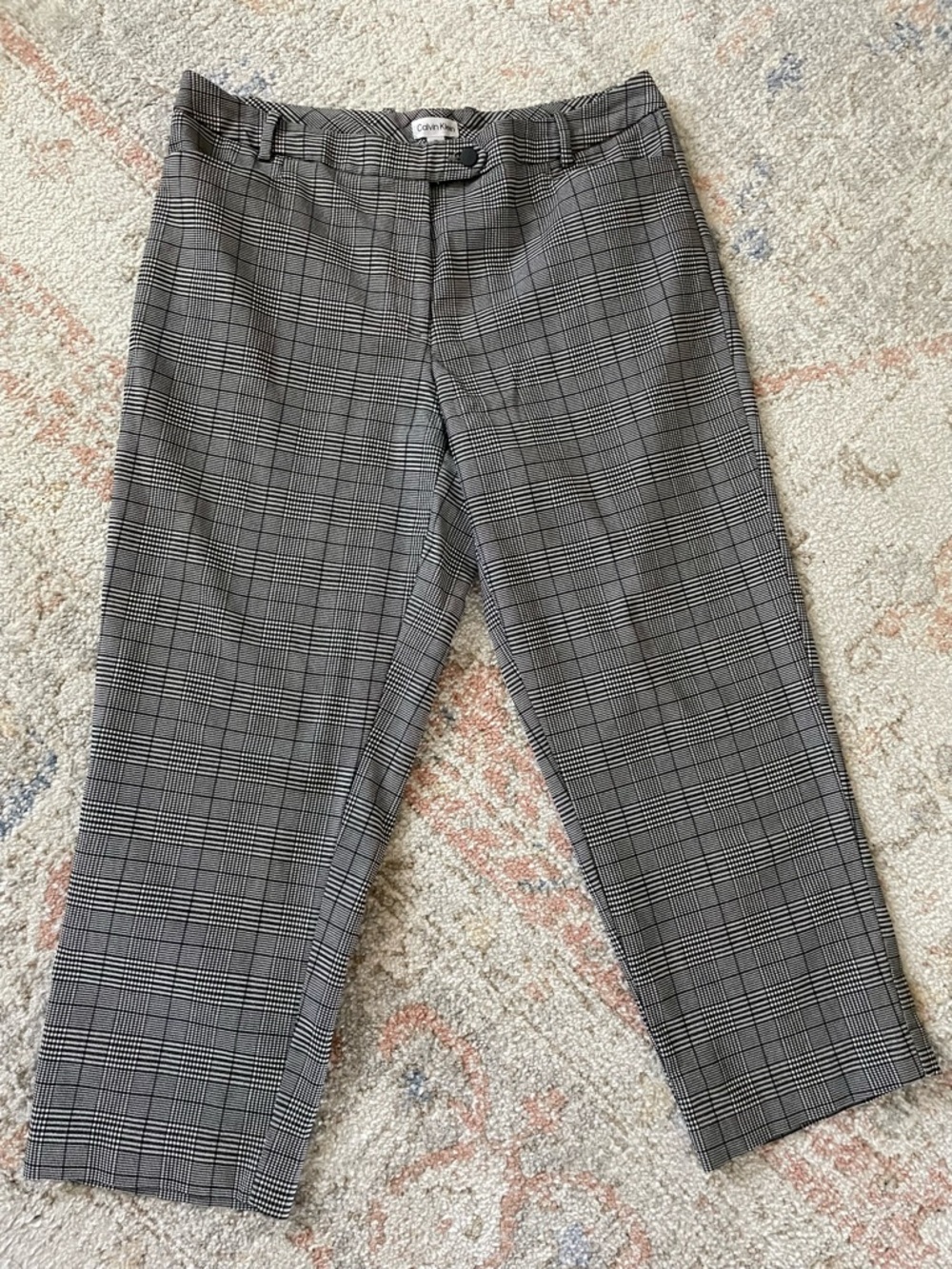 Calvin Klein Black & White Plaid Dress Pants